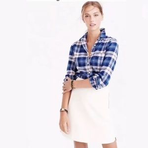 [J.Crew] Button Up Coral Blue Plaid Shirt